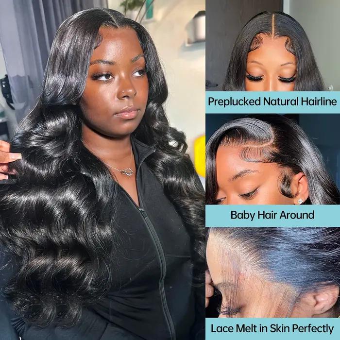 Perruque Lace Closure Wig Body Wave Naturelle, Cheveux Humains, 13x6, 13x4, 4x4, 5x5, 6x4, Sans Coll