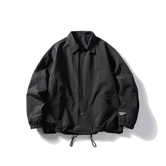 Veste Homme Printemps Automne Col Rabattu Manches Longues Fermeture Éclair Rétro Fine Ample Décontra