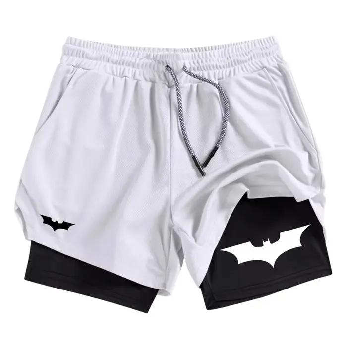Short de performance 2 en 1 imprimé chauve-souris pour hommes - Respirant et à séchage rapide pour l'entraînement