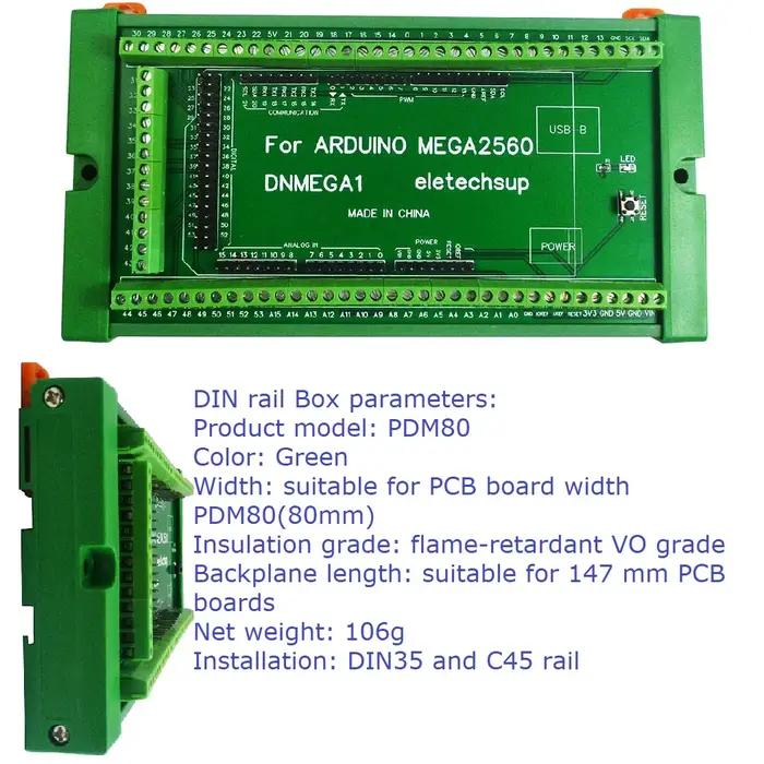 Pour Arduino MEGA2560 R3 Atmega2560 Dev Baord Module adaptateur de bornier à vis monté sur Rail DIN