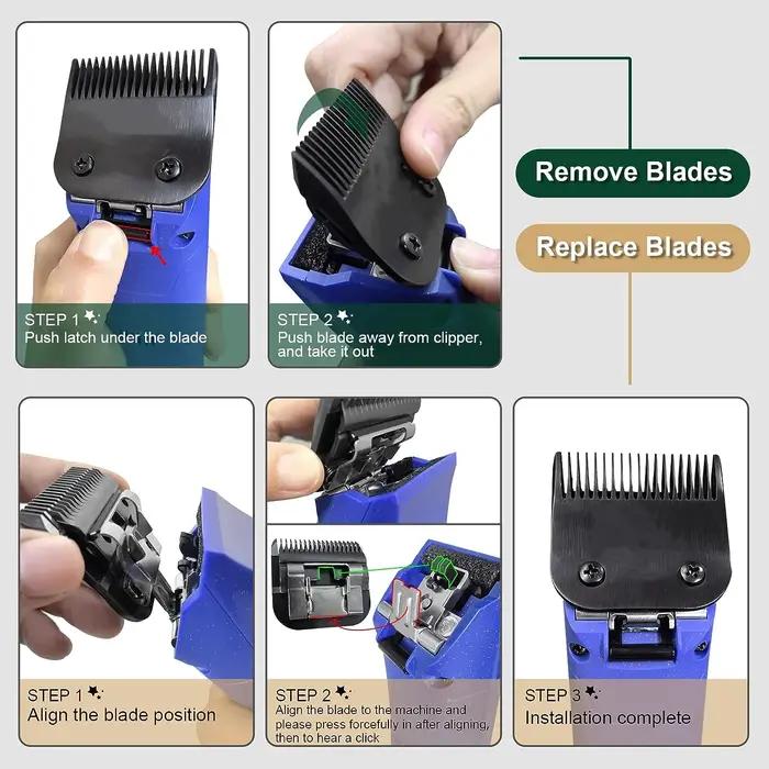 Ensemble de tondeuses de toilettage pour chiens, poignées noires, acier inoxydable, compatible avec
