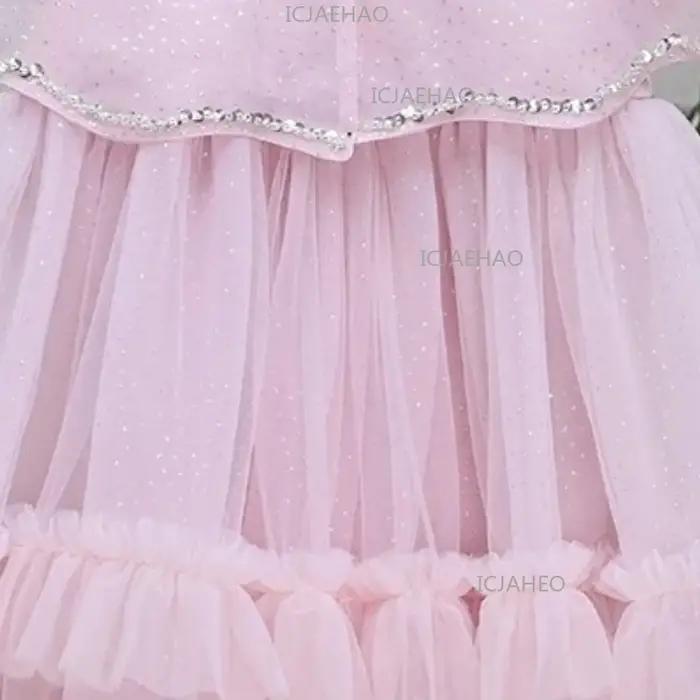 Robe de princesse rose pour filles, avec tulle et broderie, élégante, 3D, pour anniversaire, fête fo