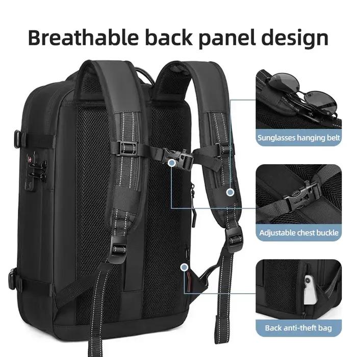 Sac à dos de voyage pour hommes sac à dos pour ordinateur portable à compression sous vide 17 pouces