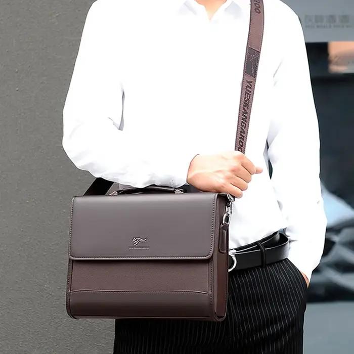 Porte-documents en cuir PU pour hommes, sac à main de styliste, mode Business, messager à bandoulièr