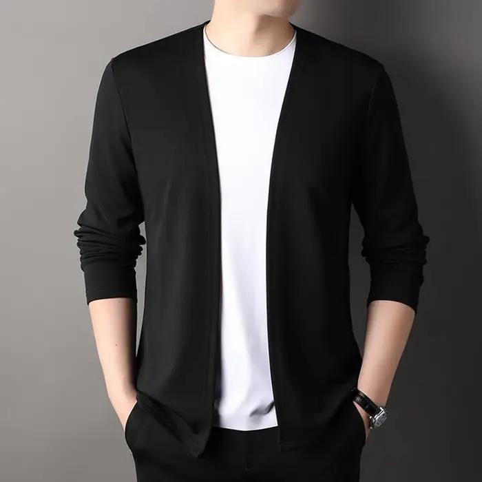 Nouveau Cardigan ajusté pour hommes, vêtements d'extérieur fins de printemps et d'automne, manches l