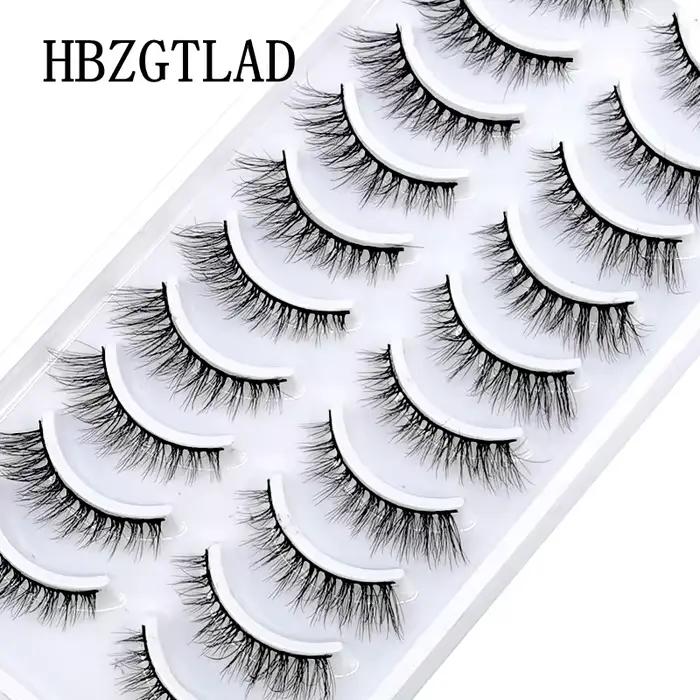 Faux Cils 3D Naturels en Vison, Longs, Doux et Moelleux, Kit de Maquillage, 10 Paires