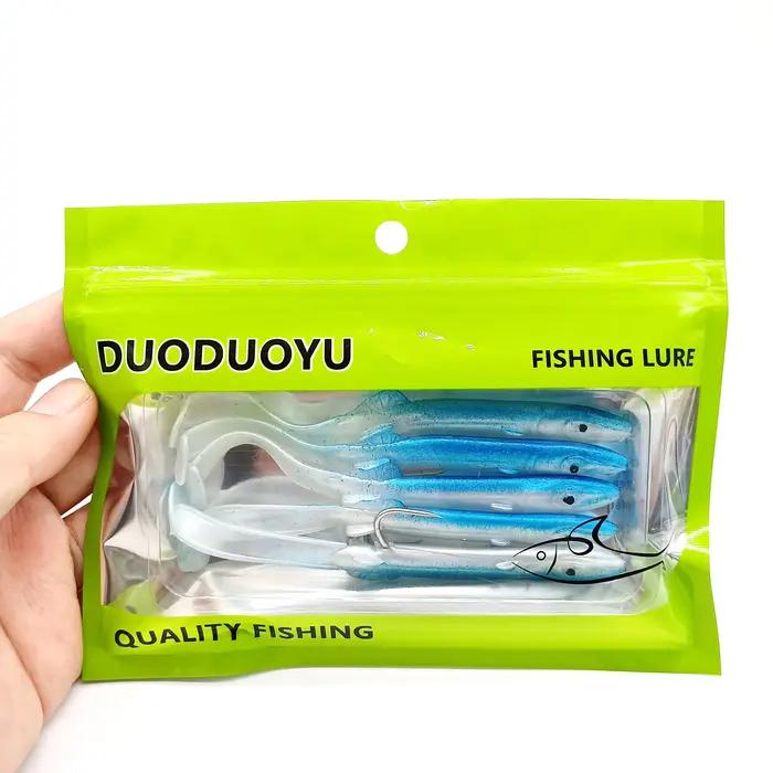 DUODUOYU 5 pièces anguille Shad leurre de pêche 115mm/4g appât souple avec crochet pointu ensemble p