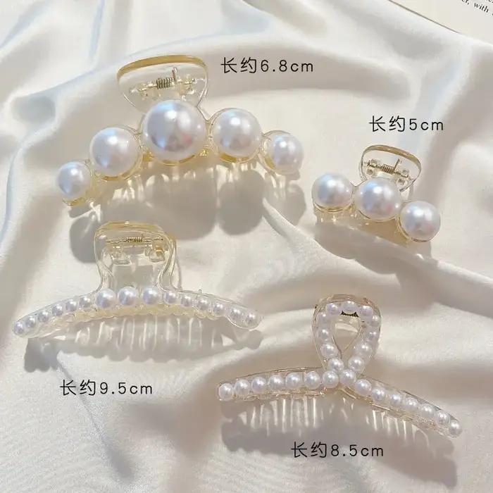 Pince à cheveux en acrylique avec perles 2020, pince à cheveux transparente en forme de crabe, acces