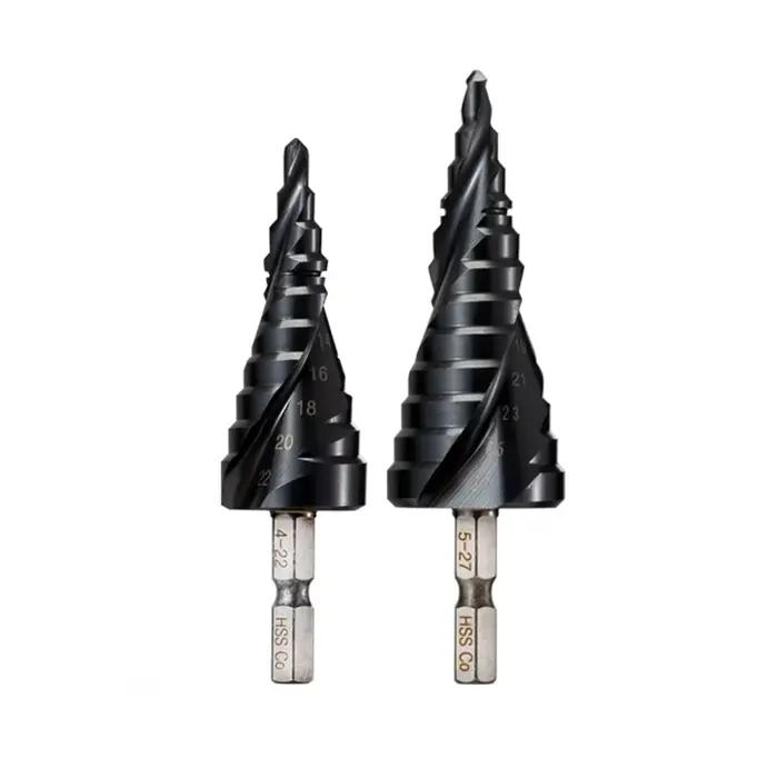 Foret étagé revêtu de TiAlN au Cobalt HRC89 M35, tige hexagonale de 1/4 pouces, ouvre-trou de perçag