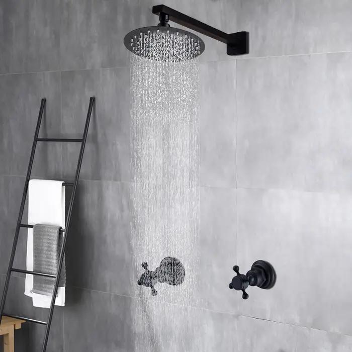 HOShower-Pommeau de douche à effet pluie noir avec assujetde centre commercial