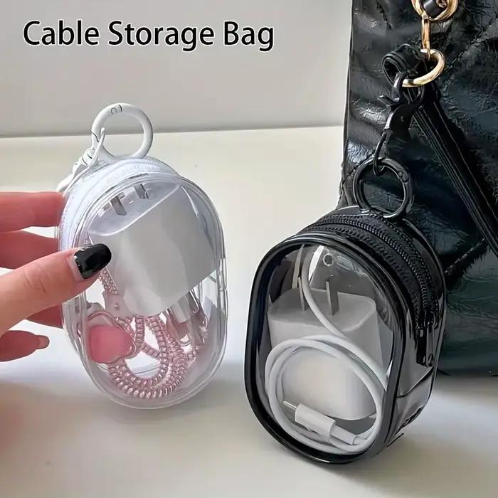 Mini sac de rangement portable à fermeture éclair transparente, polyvalent avec boucle porte-clés pr
