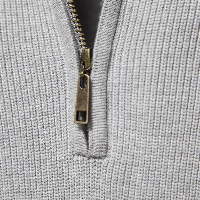 Cardigans en coton avec fermeture éclair pour hommes, pulls sociaux décontractés à la mode, col haut
