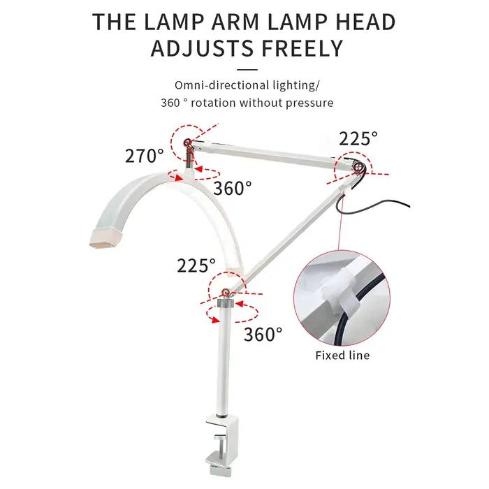 Andoer HD-M3X LED lumière vidéo demi-lune en forme d'anneau de bureau 3000K-6000K réglable pour Salo