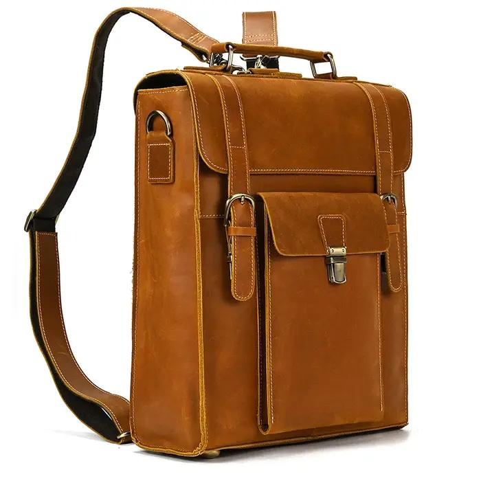 Sac à dos en cuir de cheval Elin pour hommes et femmes, sac d'école de créateur de luxe, mode vintag