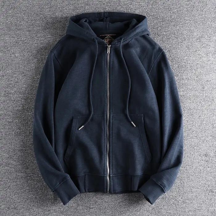 Sweats à capuche en velours épais à manches longues pour hommes, sweats à capuche cardigans décontra
