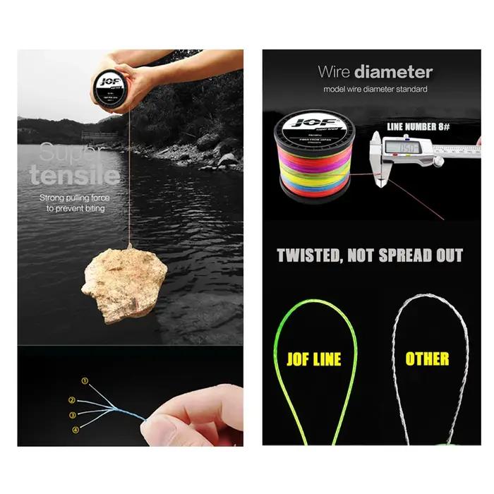 JOF 4 brins tressé ligne de pêche Multifilament 300M 500M 1000M carpe pêche japonais tressé fil acce