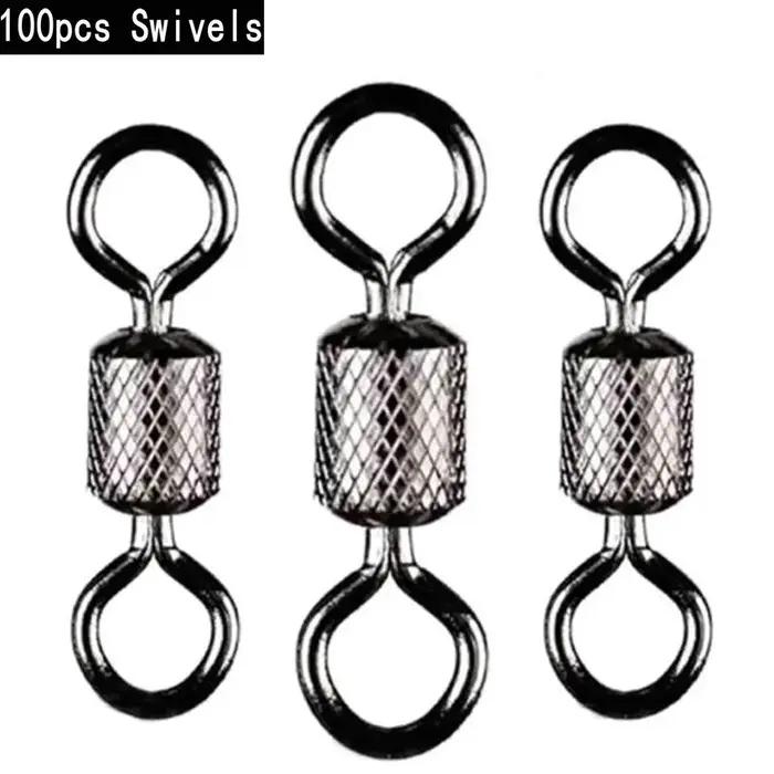 100 pièces de pêche pivotantes 1 # -14 # Taille connecteur solide roulement à billes Snap pêche ém