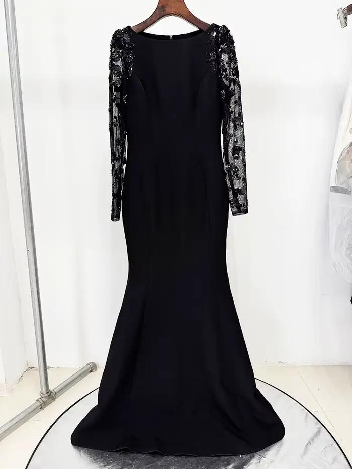 HIGH STREET Nouvelle Collection 2026 Robe Longue de Soirée Designer pour Femme, à Manches Longues, e