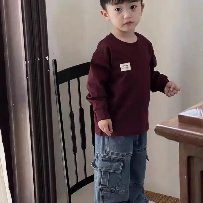 Jeans pour garçons style coréen, pantalon cargo ample polyvalent, marque de mode pour enfants, panta
