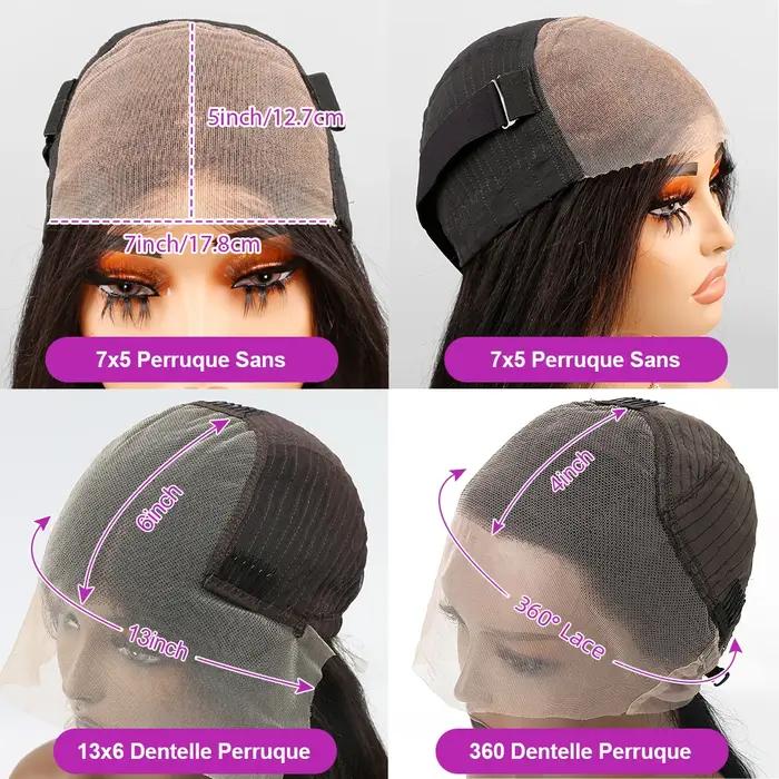 Perruque lace front 13x6 lisse pour femmes cheveux humains brésiliens HD lace pré épilée sans colle