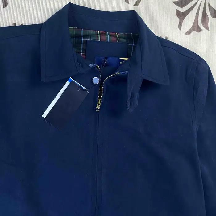 Veste à revers en pur coton pour hommes, haut brodé, 3 couleurs, décontracté, couleur unie, automne