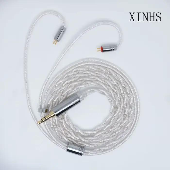 XINHS-Écouteurs filaires intra-auriculaires, placage d'argent à 2 cœurs, cuivre monocristallin, MMCX