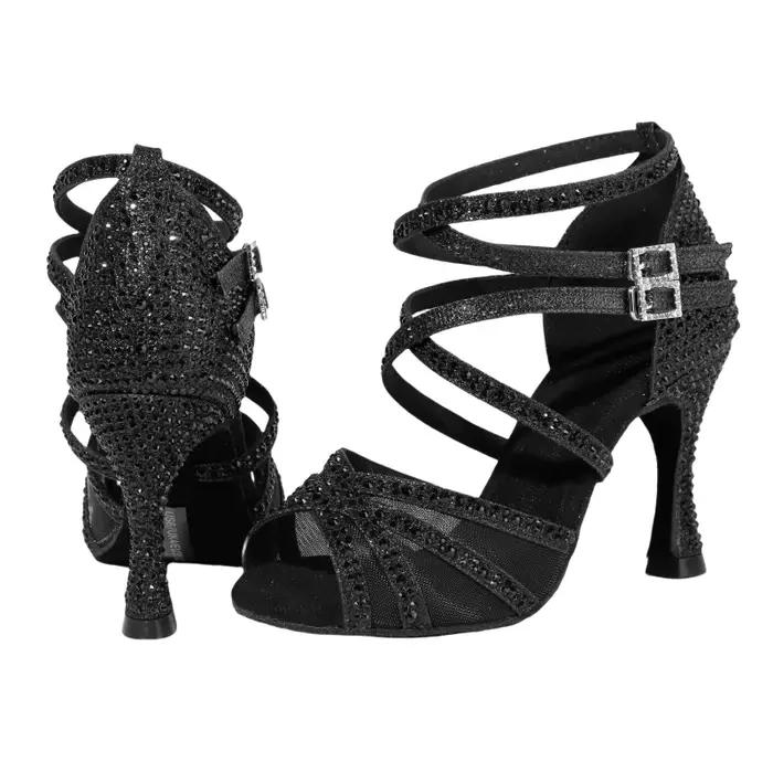 Nouvelles chaussures de danse latine pour femmes adultes, talon de 7.5cm avec semelle souple cloutée