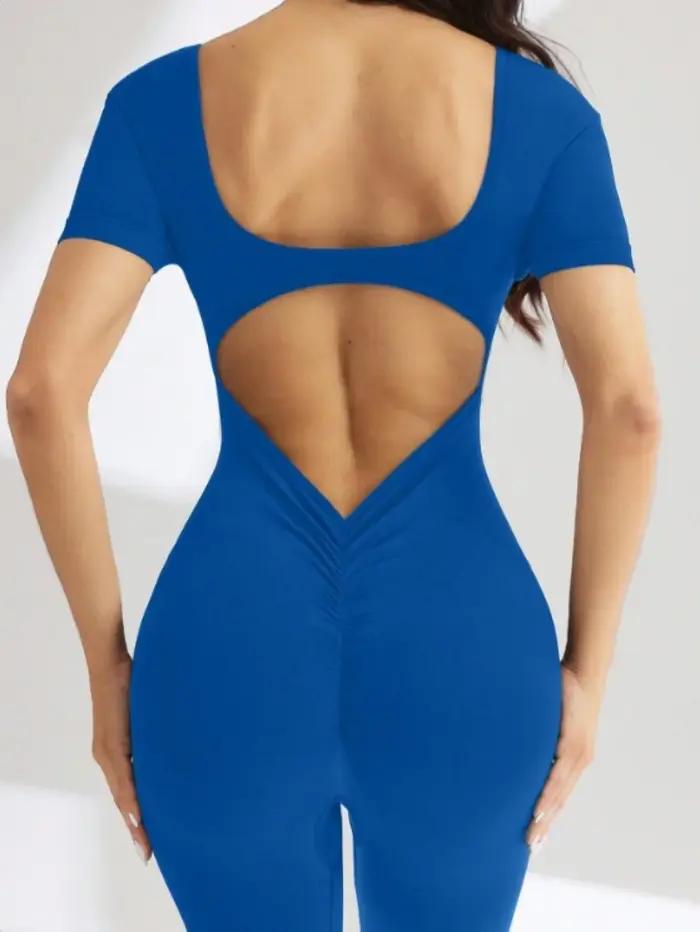 Body une pièce en spandex sans couture, col en U, manches courtes, avec levage des hanches, vêtement