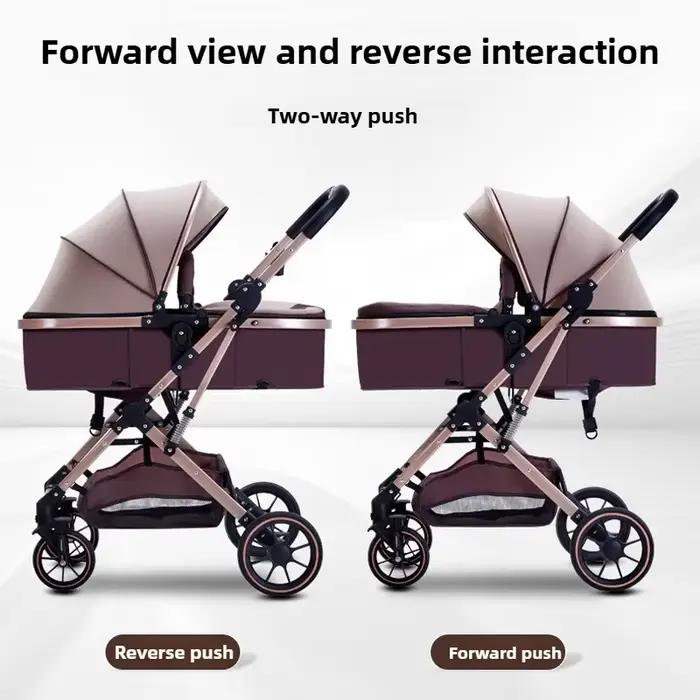 Poussette bébé 3 en 1 à grande vue avec siège auto pliable, dossier réglable, poussette bébé Portabl