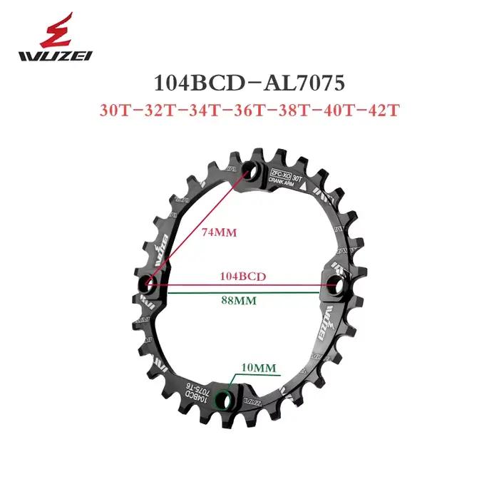 WUZEI 104BCD – chaîne ronde 30T 32T 34T 36T 38T 40T 42T 44T 46T 48T 50T 52T, roue à chaîne étroite e