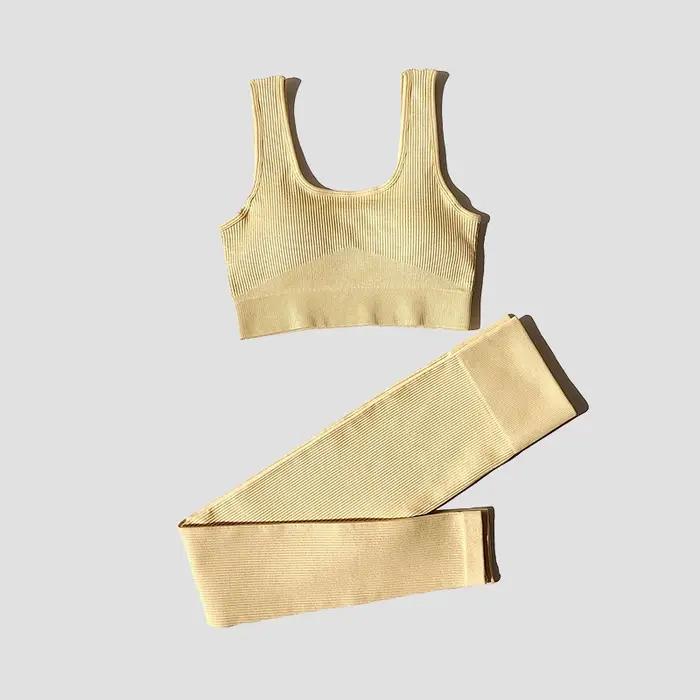 Ensemble de sport WAREBALL 2 pièces pour femmes - Costume de fitness sans couture avec leggings