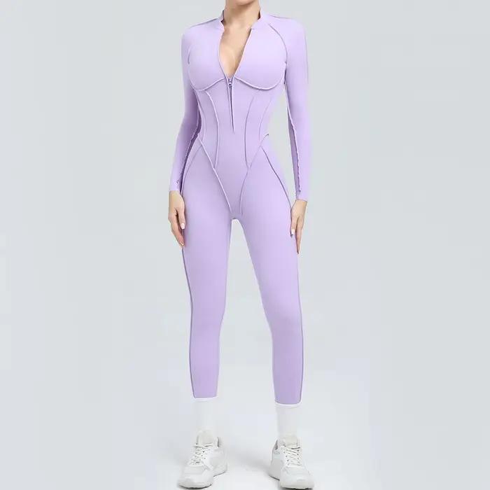Fitness à manches longues sport combinaison Yoga costume ensemble de gymnastique body femmes vêtemen
