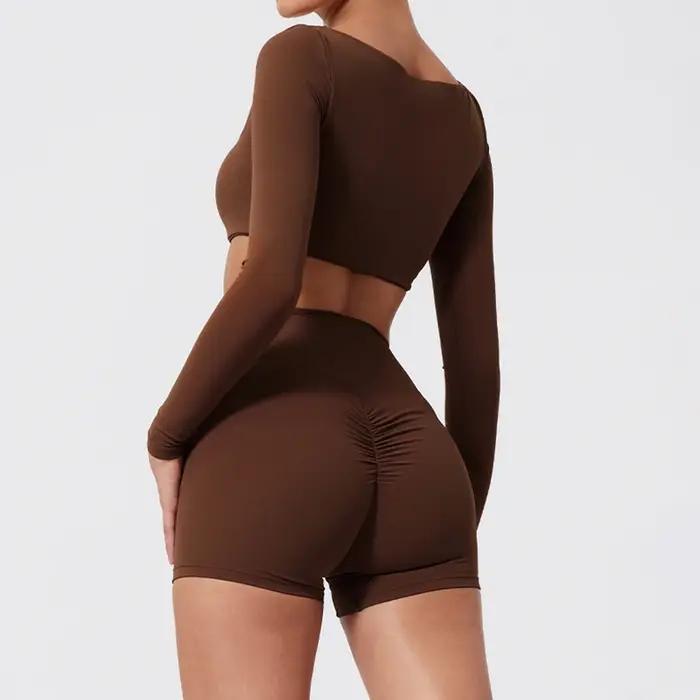 Ensemble sport femme Ctenkevet : manches longues pour running, yoga et fitness en plein air