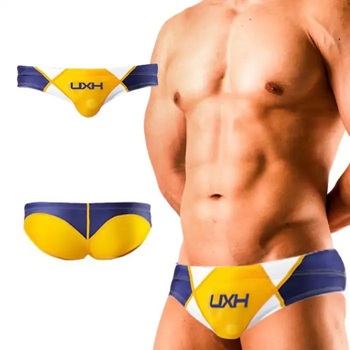 UXH slips taille basse maillot de bain hommes maillots de bain Pad push-up Sexy surf solide doux G S