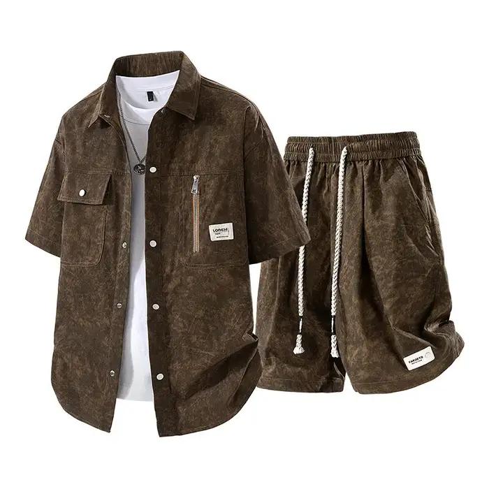 Ensemble chemise et Short à manches courtes pour hommes, décontracté, polyvalent, à la mode, Cool, t