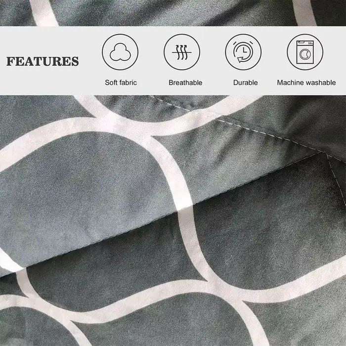 Parure de lit double en polyester gris, géométrique, couette, 2 pièces