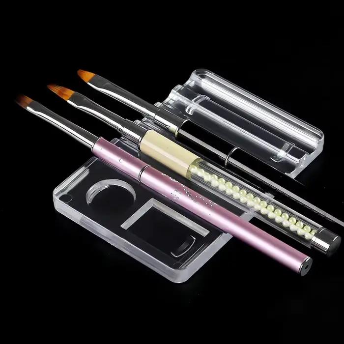 Porte-stylo polyvalent en acrylique pour Nail Art, support de brosse à 5 compartiments avec Palette