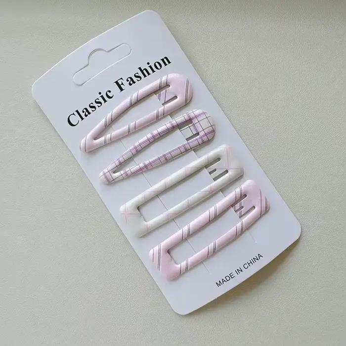 Épingle à cheveux BB à carreaux, 4 pièces, Clips latéraux pour filles et femmes, accessoires pour ch