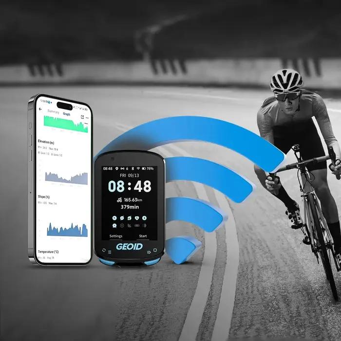 Ordinateur de vélo GPS GEOID navigation intelligente écran couleur odomètre sans fil ANT+ Wi-Fi compteur de vitesse pour cyclisme exploration découverte performance