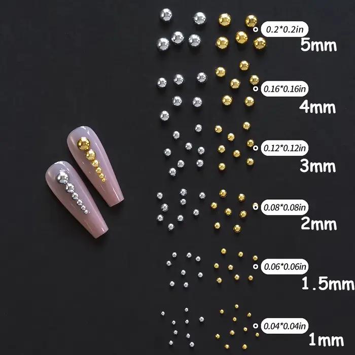 12 grille/boîte or argent demi-rond Caviar perle breloques pour ongles 1/2/3/5mm Flatback rond en ac