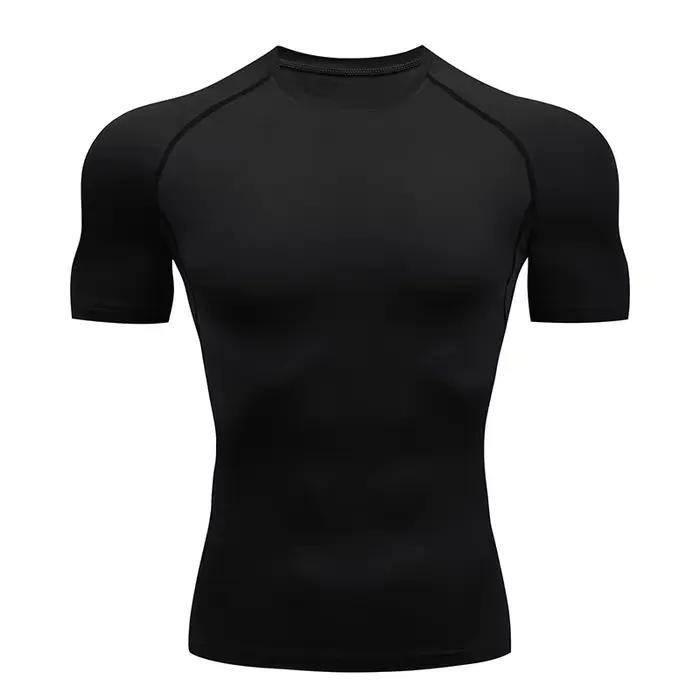 T-shirt à manches courtes de Compression pour hommes, Fitness, course à pied, basket-ball, vêtements