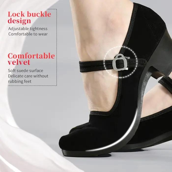 Chaussures de danse spécialisées pour adolescentes, chaussures de danse ethnique en tissu noir pour