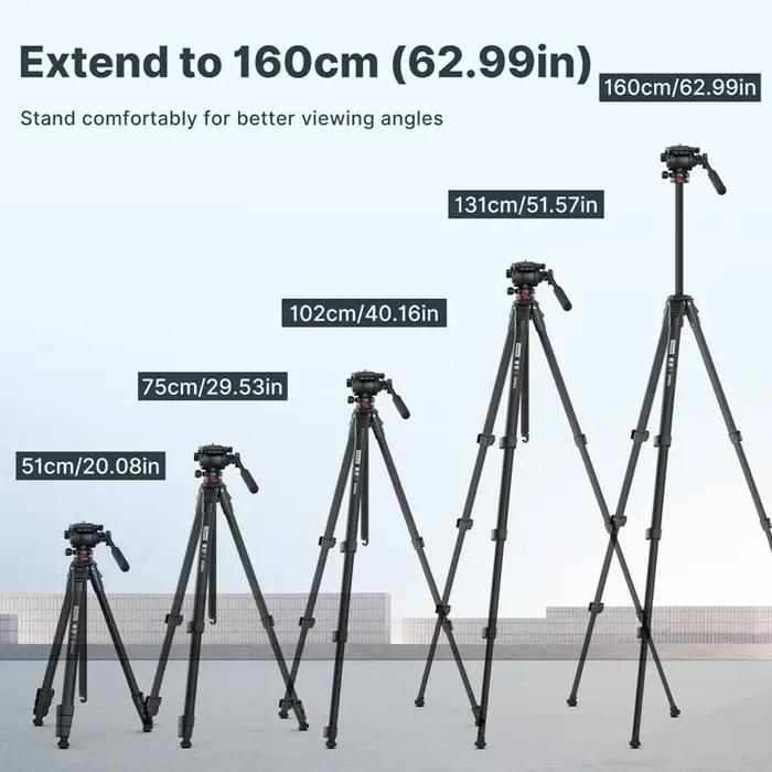Ulanzi MT-56 OMBRA trépied de voyage vidéo avec tête sphérique de traînée fluide en métal extérieur