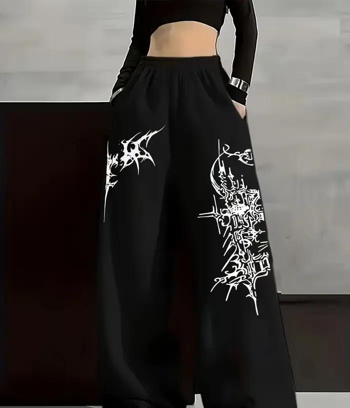 Pantalon de sport décontracté gothique tendance pour l'été 2026, style hip-hop urbain, coupe ample,