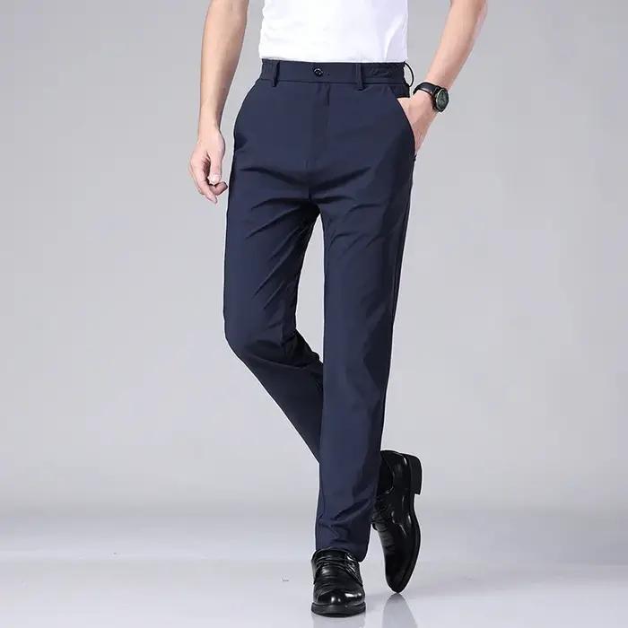 Pantalon décontracté pour hommes, mince, taille élastique, classique, noir, gris, printemps, été