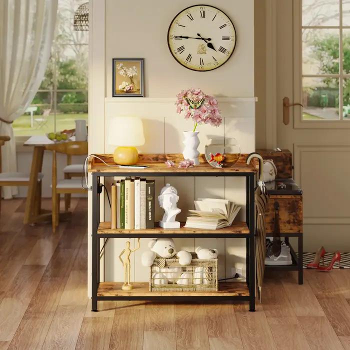 IlearCK-Table de canapé de 32 pouces, avec prise de courant et planche entière, tables d'appoint SAI