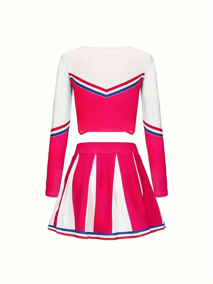 Ensemble jupe rouge Rose de pom-pom girl, pompons de sport mignons pour enfants, uniforme de pom-pom