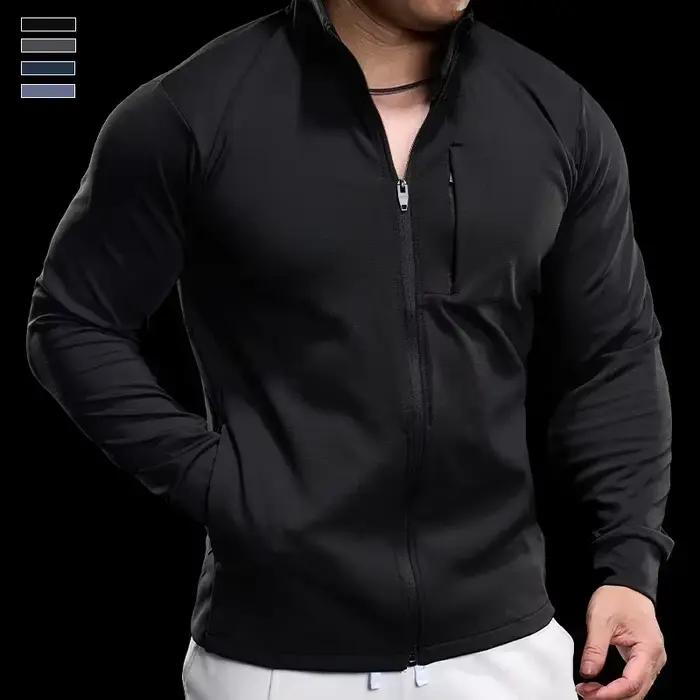Veste de sport à fermeture éclair pour homme, sweat-shirt de fitness à séchage rapide, vestes de cou