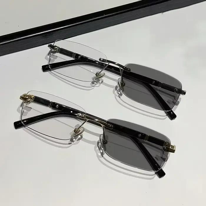 Lunettes de myopie photochromiques carrées sans bords pour hommes et femmes, Anti-UV, pour myopie, r