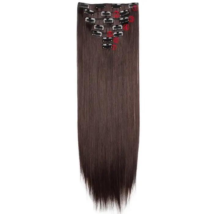 WIGSIN 24 pouces synthétique 7 pièces/ensemble Extension de cheveux longs raides 16Clips coiffure no